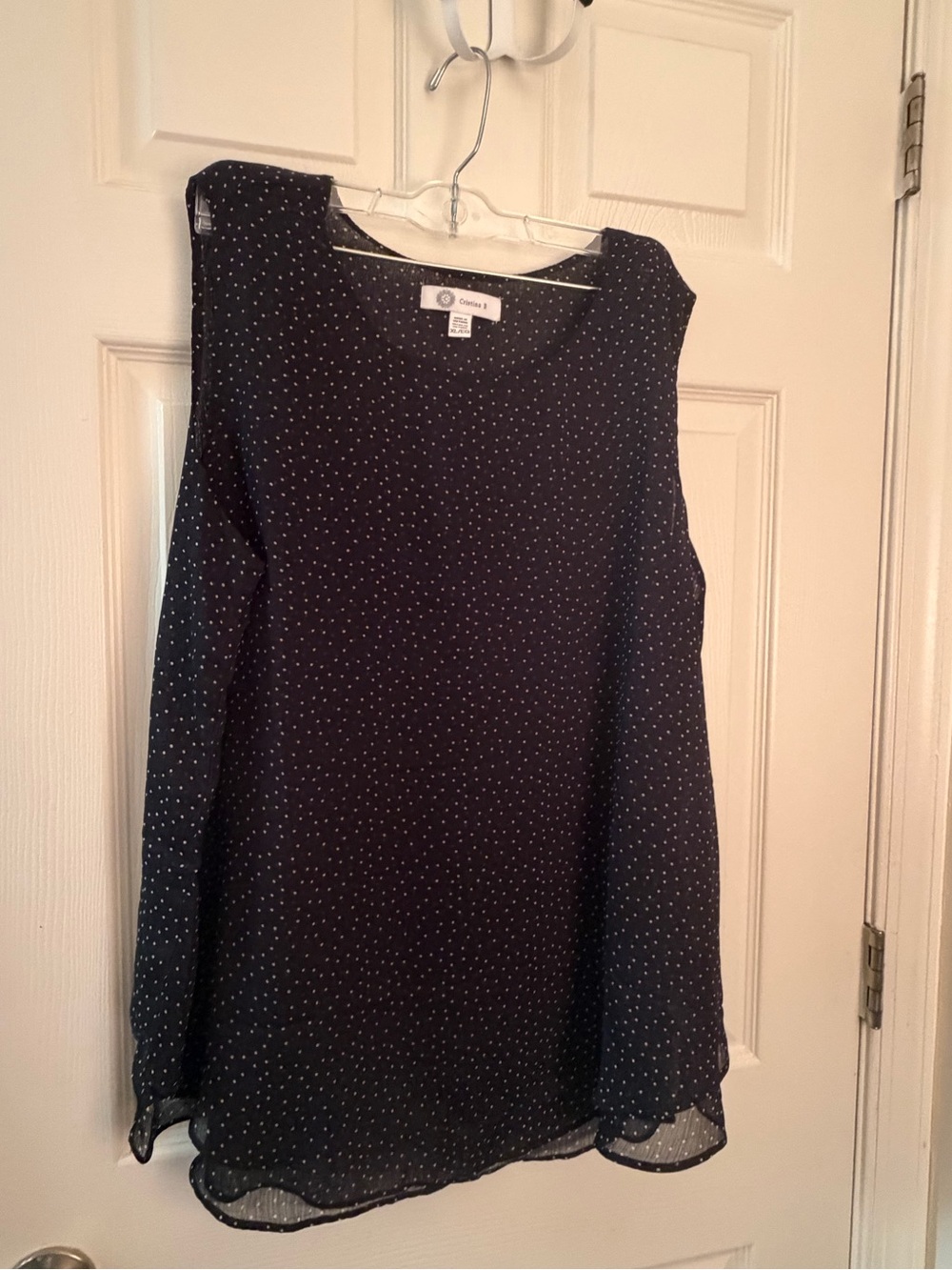 Cristina B XL black white polka dots sleeveless top.